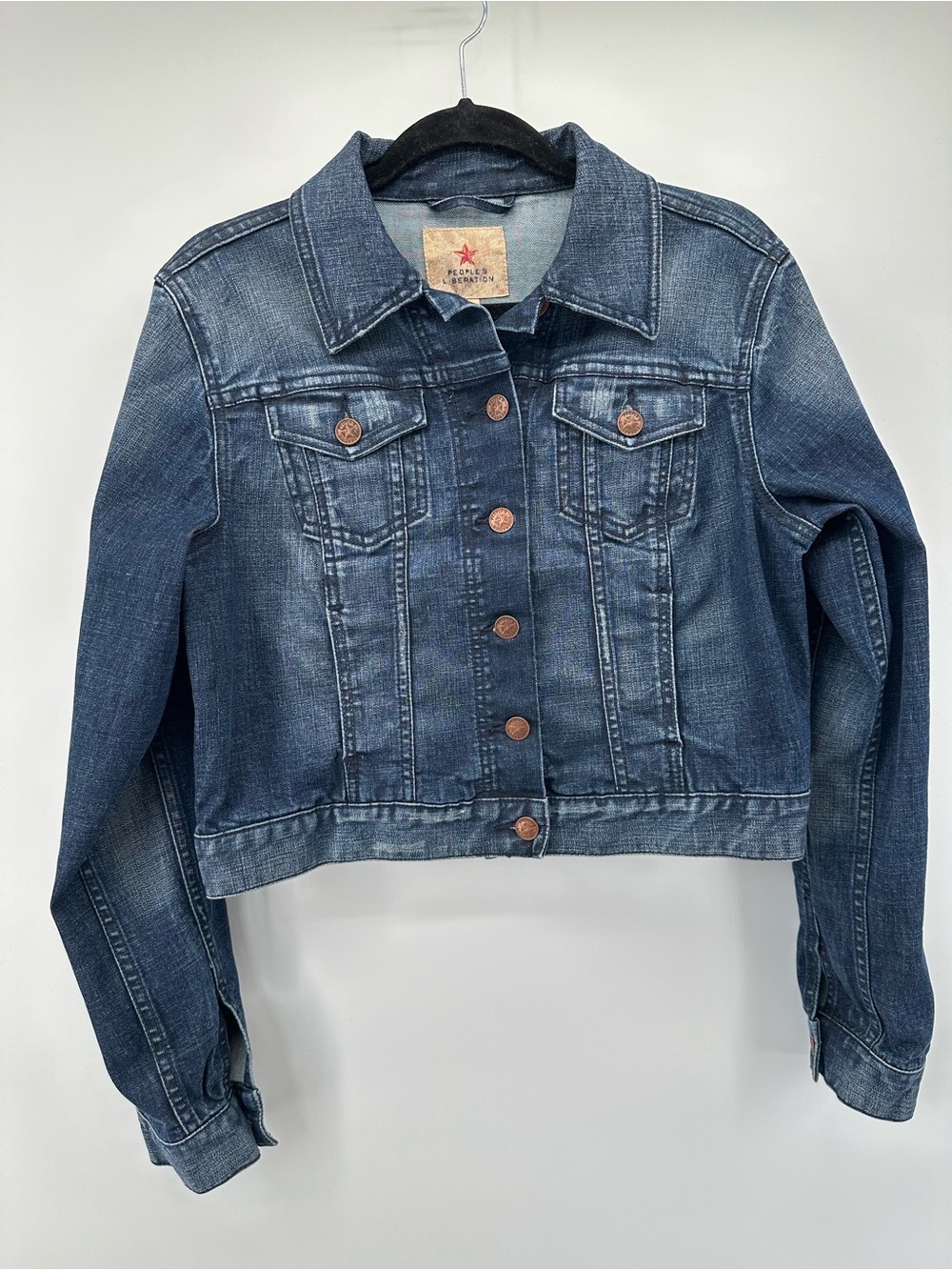 People's Liberation Dark Blue Denim Jean Jacket Size M
